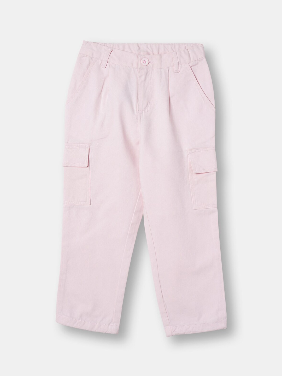 

R&B Girls Mid-Rise Cotton Cargos, Pink