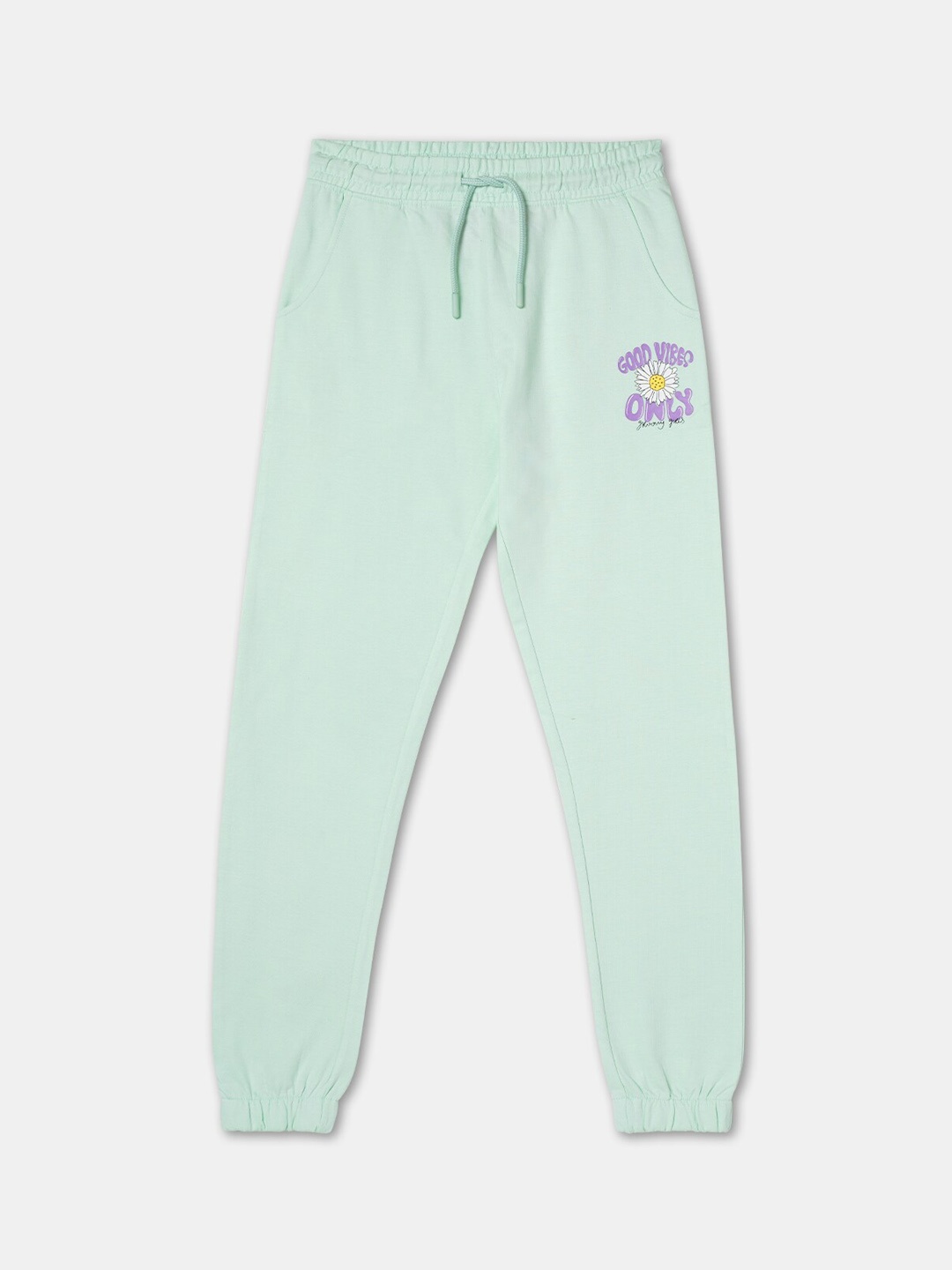 

R&B Girls Mid-Rise Cotton Joggers, Green