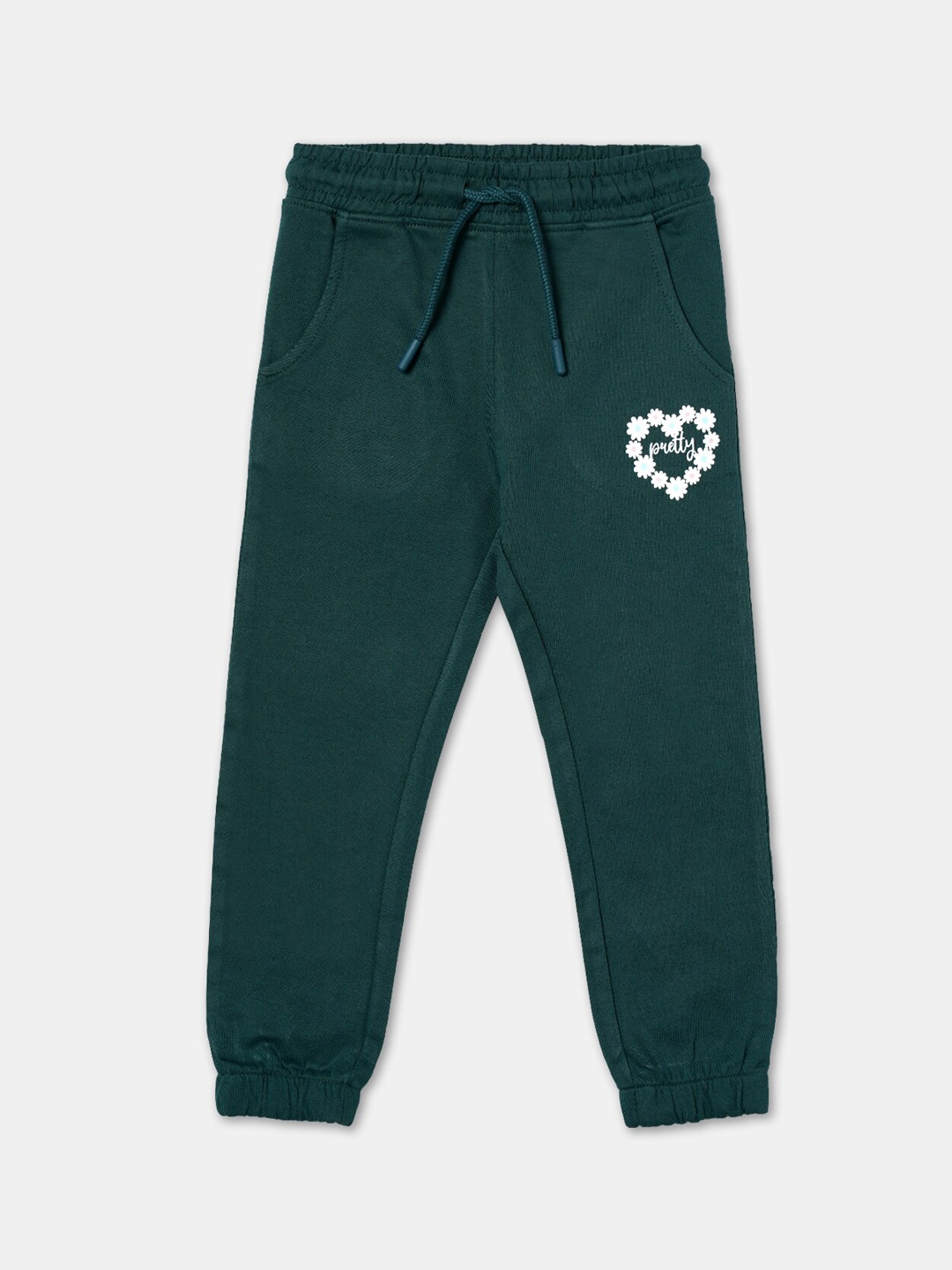 

R&B Girls Mid-Rise Cotton Joggers, Green