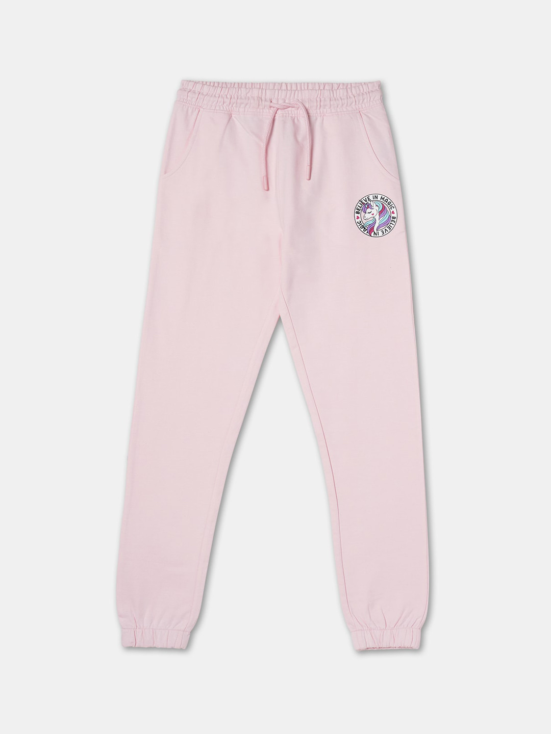 

R&B Girls Mid-Rise Cotton Joggers, Pink