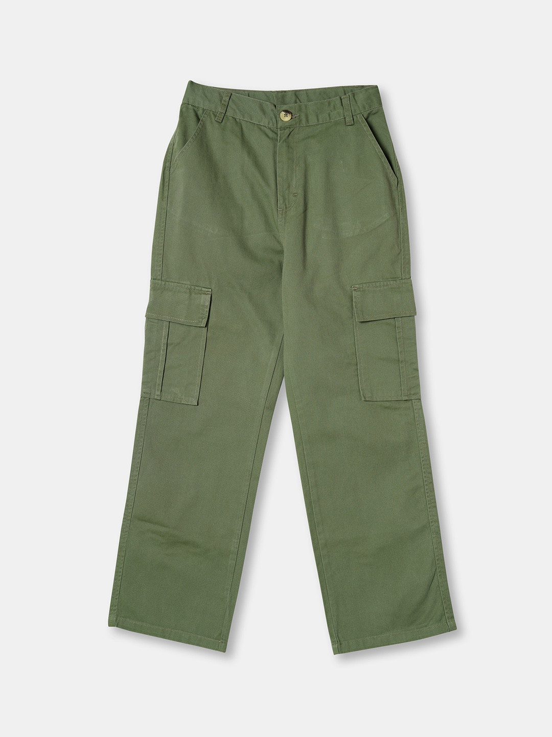 

R&B Girls Mid-Rise Cotton Cargos, Olive