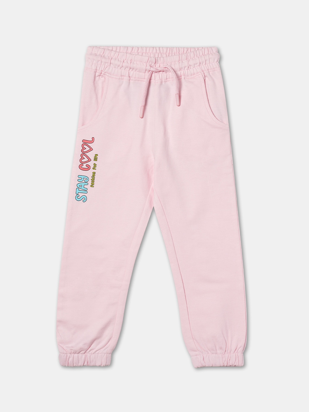 

R&B Girls Mid-Rise Cotton Joggers, Pink