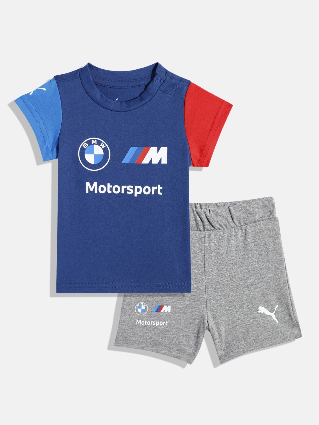 

Puma Kids BMW M Motorsport Printed Pure Cotton T-shirt with Shorts, Blue
