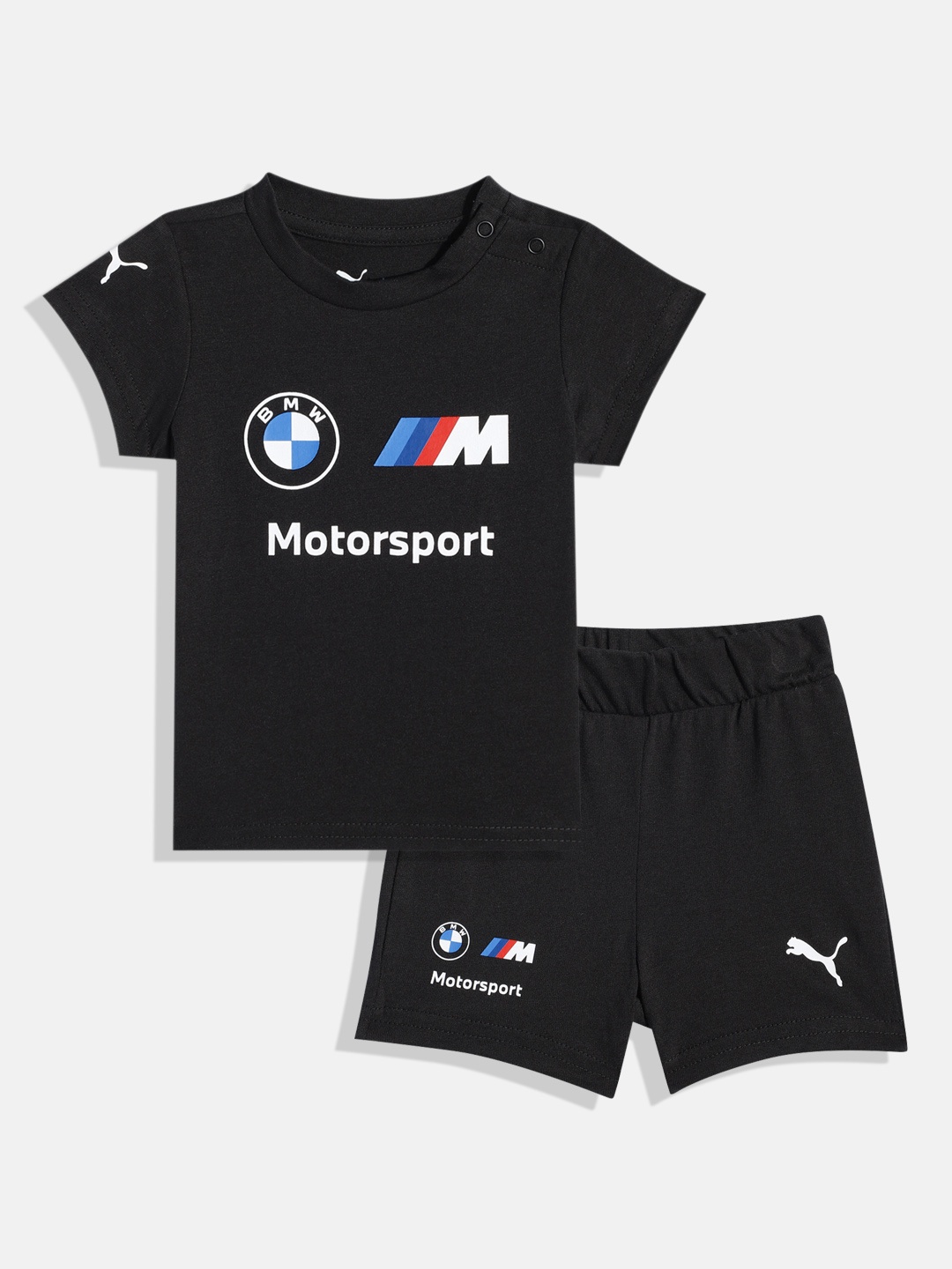 

Puma Kids BMW M Motorsport Printed Pure Cotton T-shirt with Shorts, Black