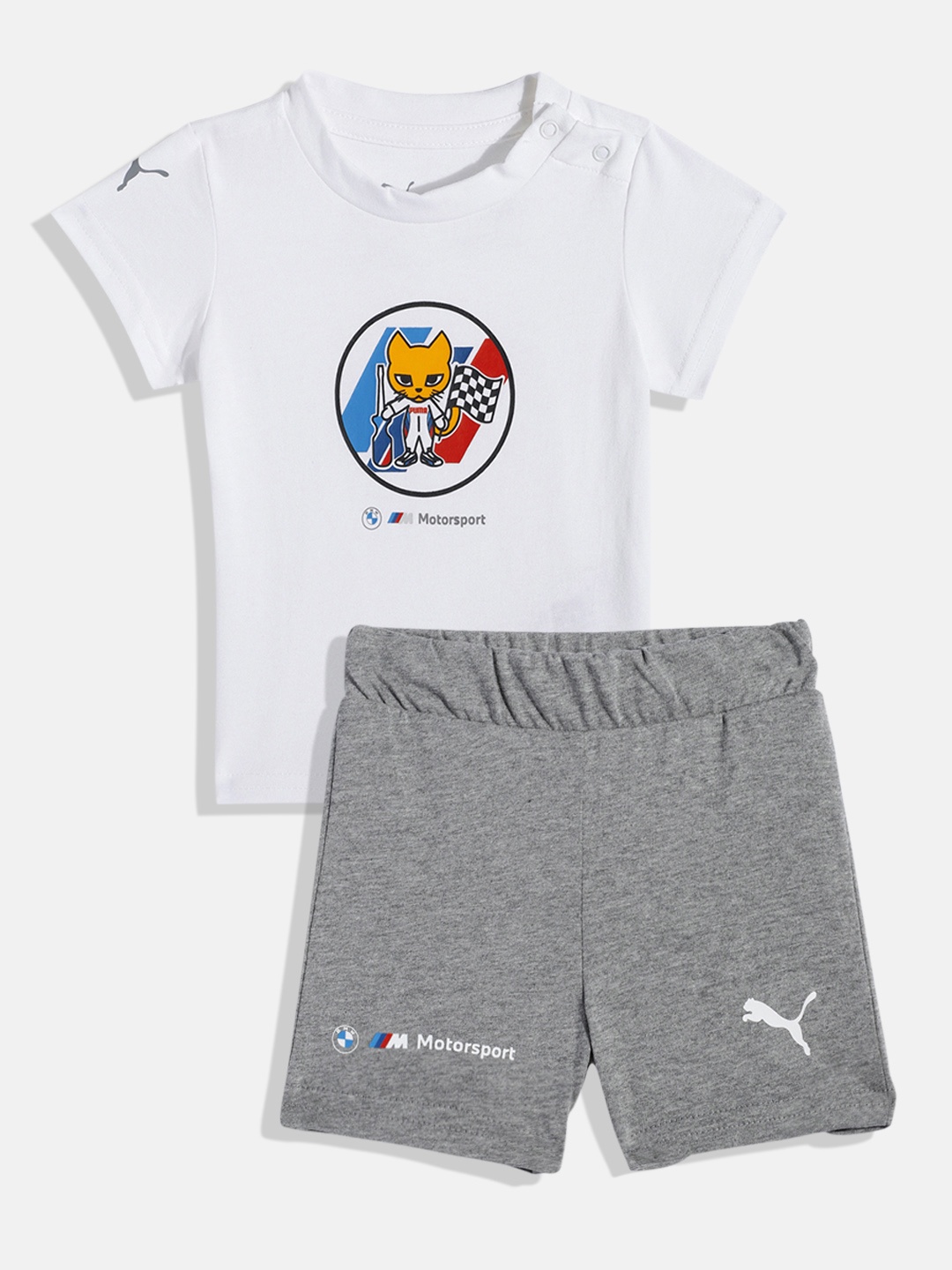 

Puma Kids BMW M Motorsport Printed Cotton Sustainable T-shirt with Shorts, White