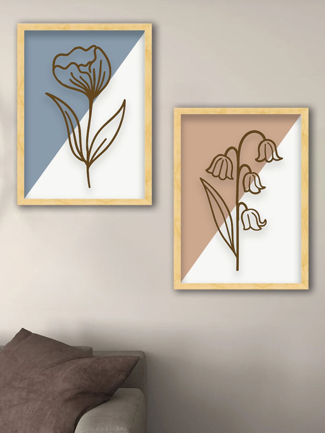 

Art Street 2-Pcs White & Brown Embossed 3D Framed Art Wall Painting