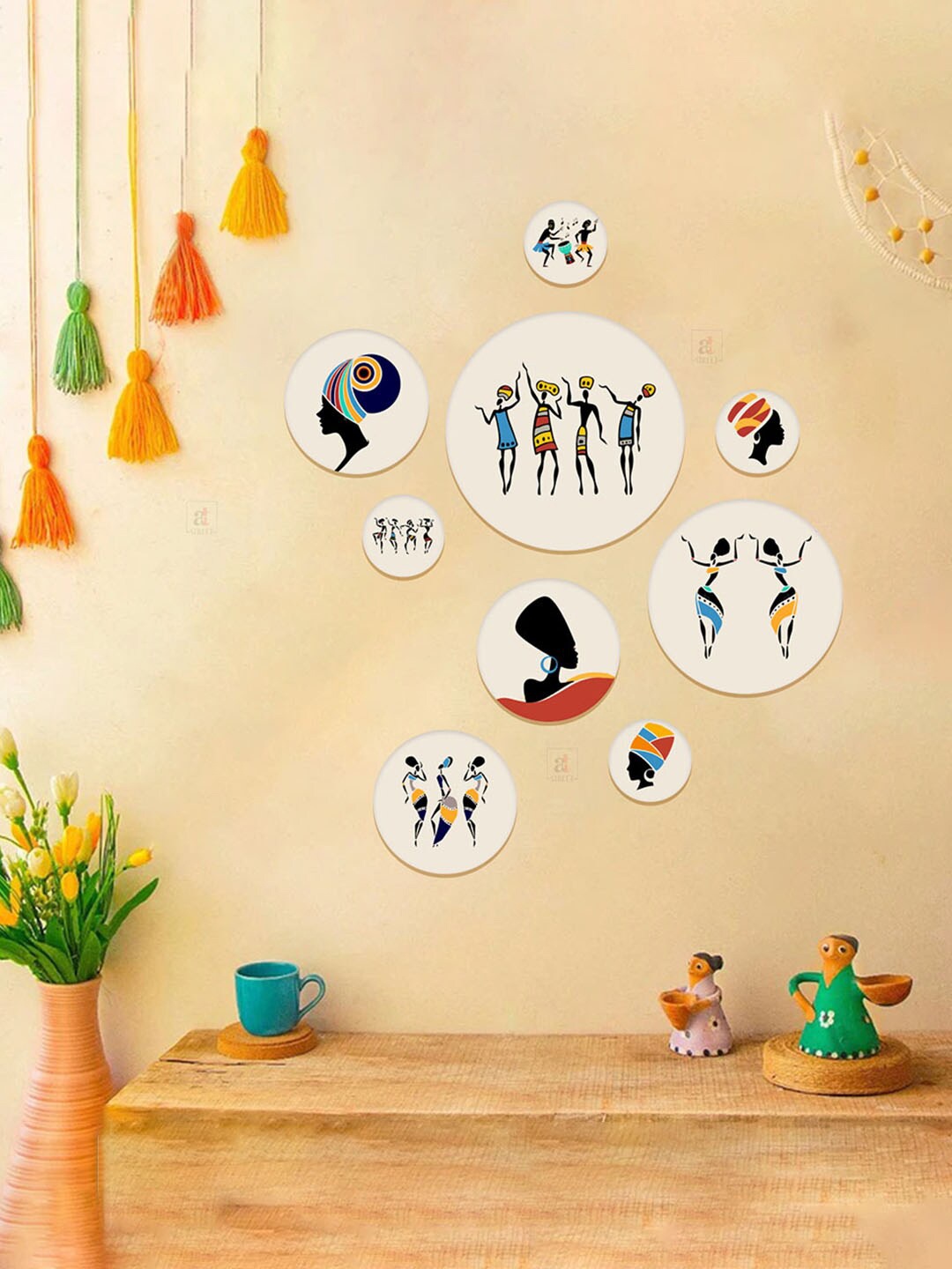 

Art Street Beige & Black 9 Pieces Printed Dancing Lady MDF Wall Art