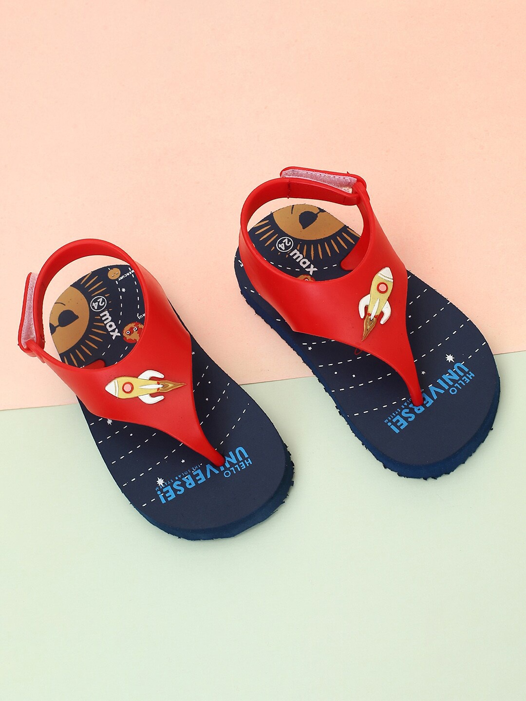 

max Boys Open Toe Velcro Closure Comfort Sandals, Red