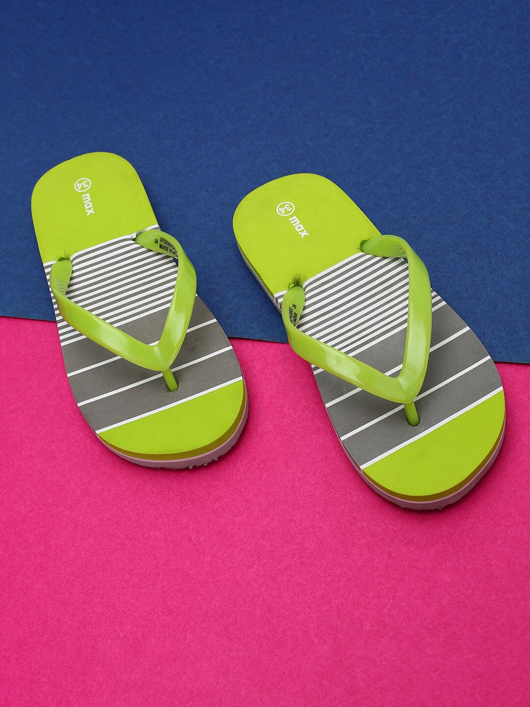 

max Boys Colourblocked Rubber Thong Flip-Flops, Fluorescent green