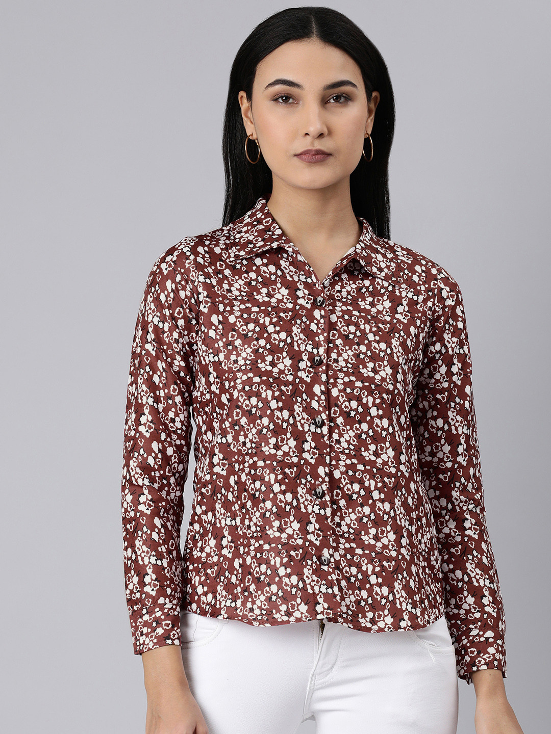 

WESTHOOD Original Floral Opaque Printed Pure Cotton Casual Shirt, Red