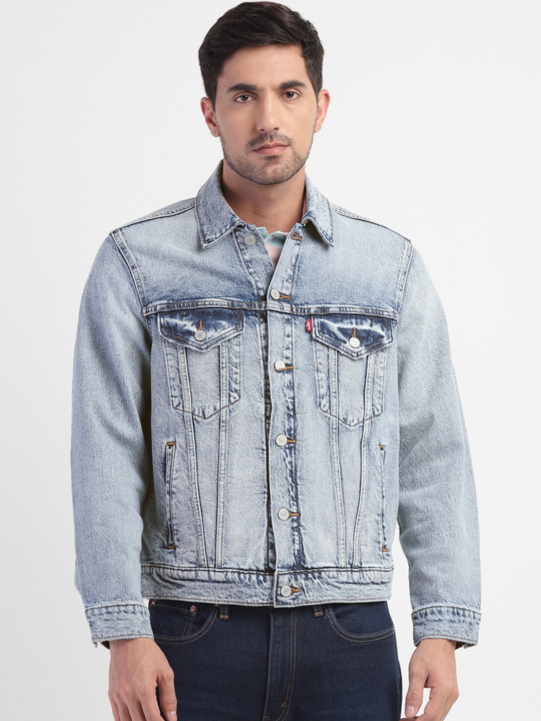 

Levis Men Washed Denim Jacket, Blue