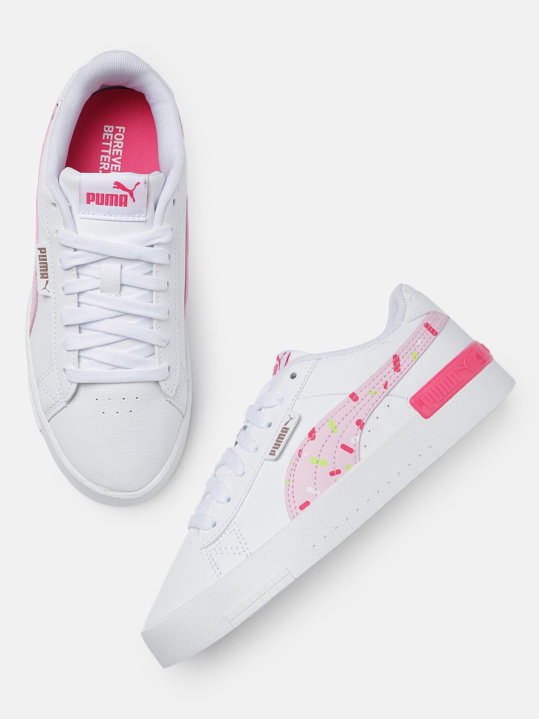 

Puma Girls Perforations Jada Crush Regular Sneakers With Minimal Print Detail, White