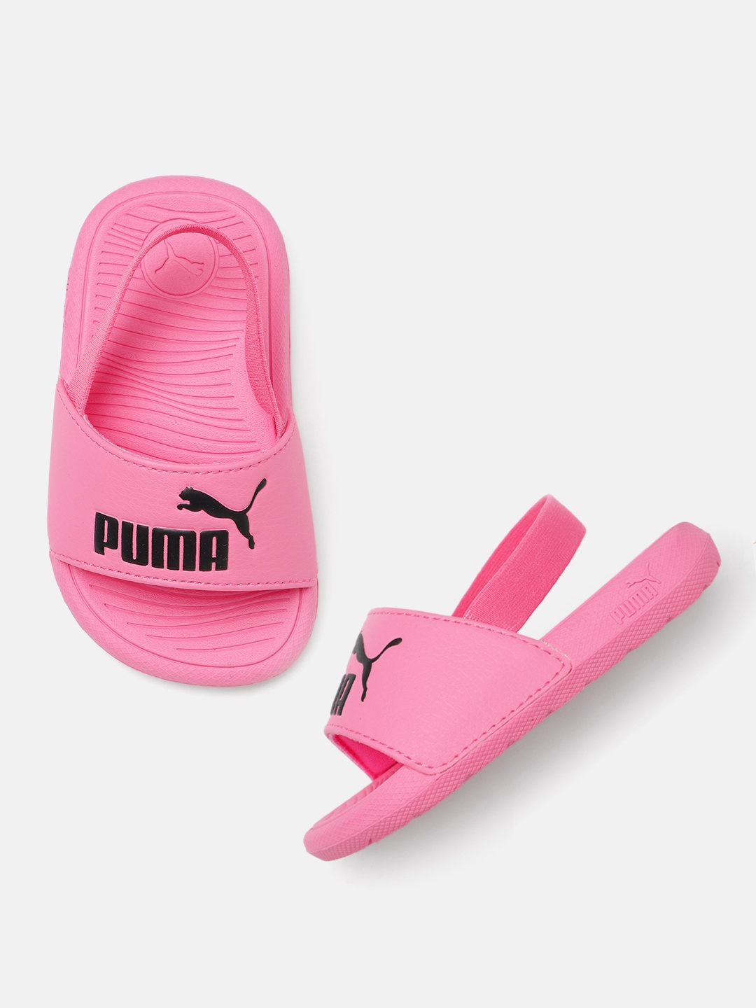 

Puma Kids Printed Sliders with Backstrap, Pink