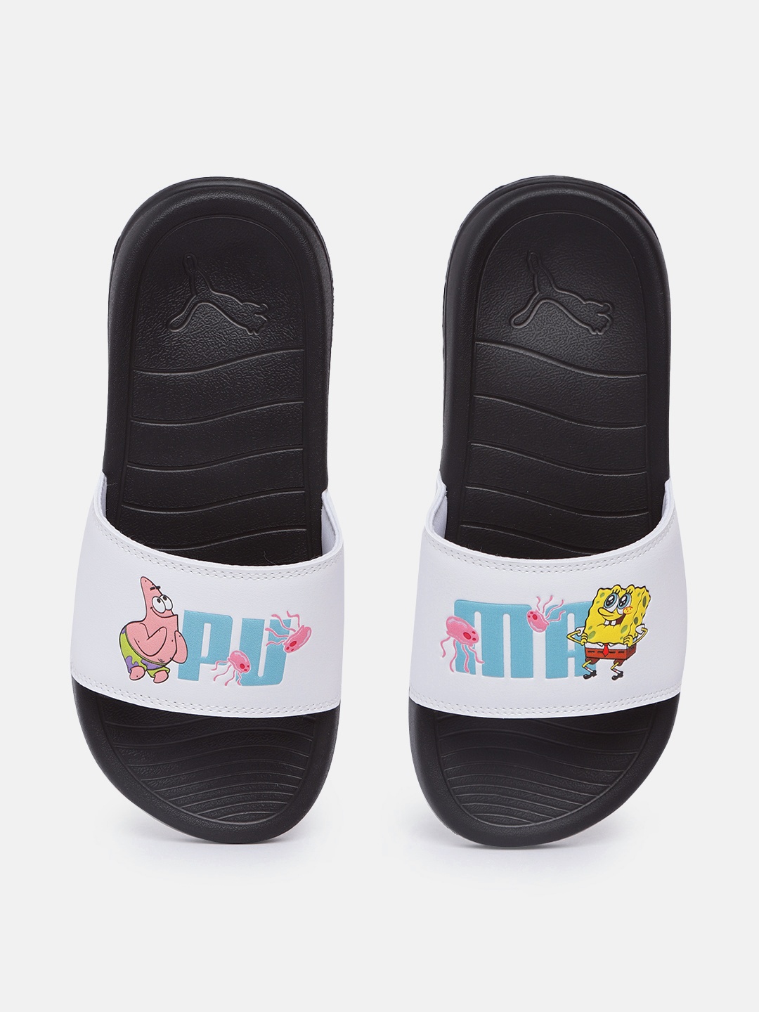 

Puma Kids x Spongebob Popcat 20 Printed Sliders, White