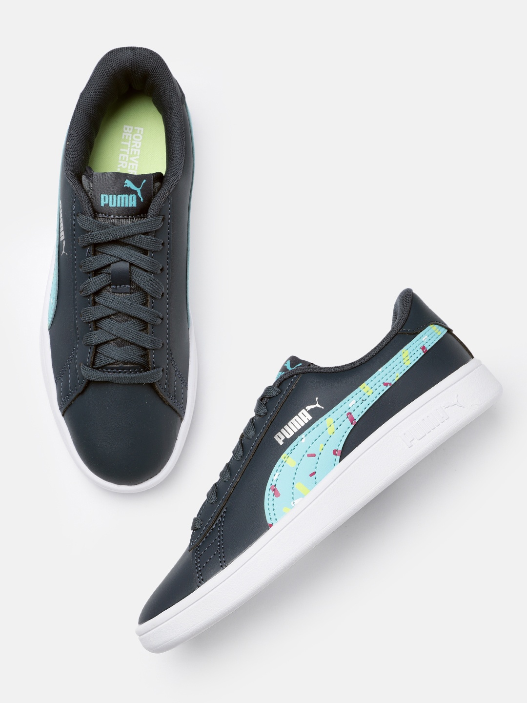 

Puma Girls Smash v2 Crush Youth Printed Sneakers, Navy blue