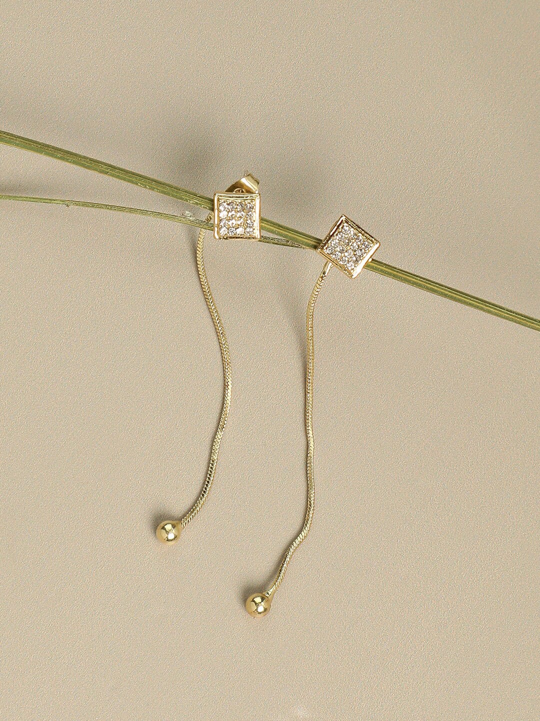 

SOHI Gold-Plated Contemporary Drop Earrings, White