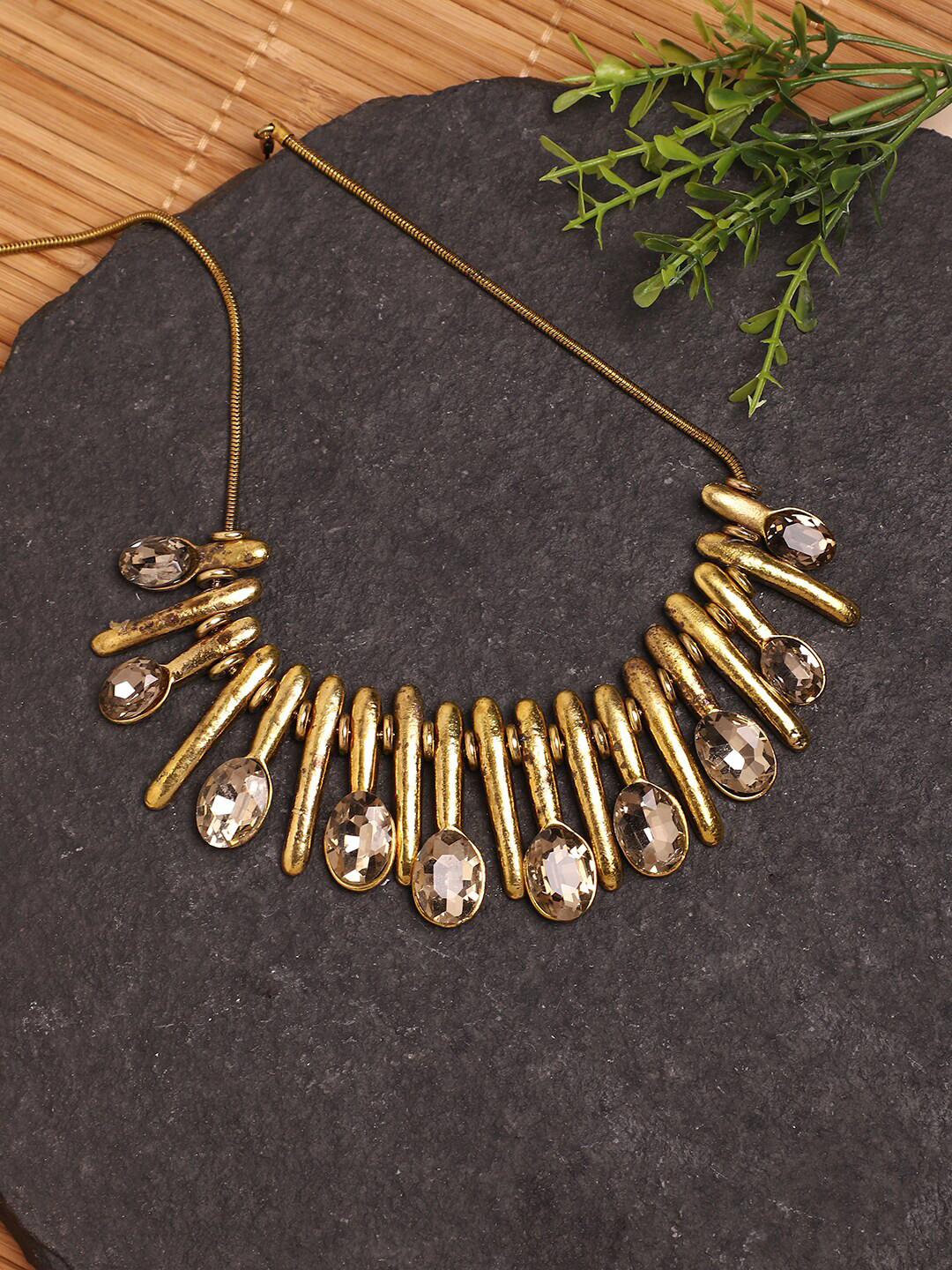 

SOHI Gold-Plated Stone Studded Necklace, White