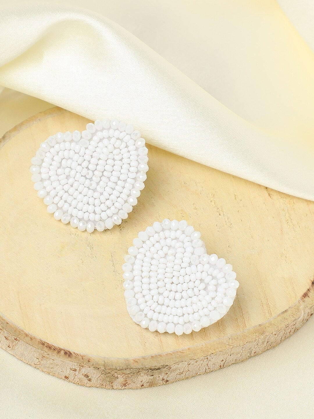 

SOHI Silver-Plated Beaded Contemporary Studs Earrings, White