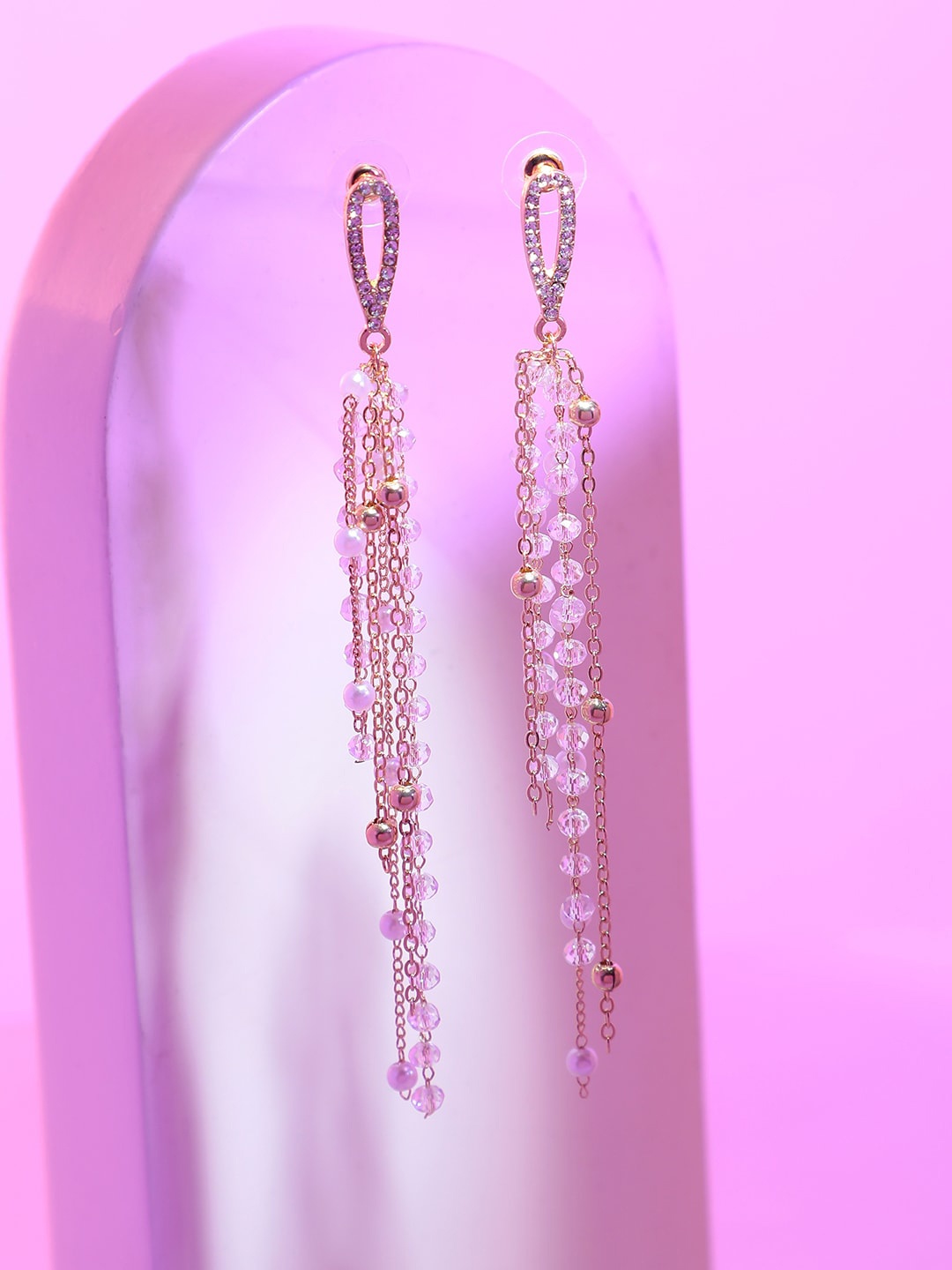 

SOHI Gold-Plated Contemporary Drop Earrings