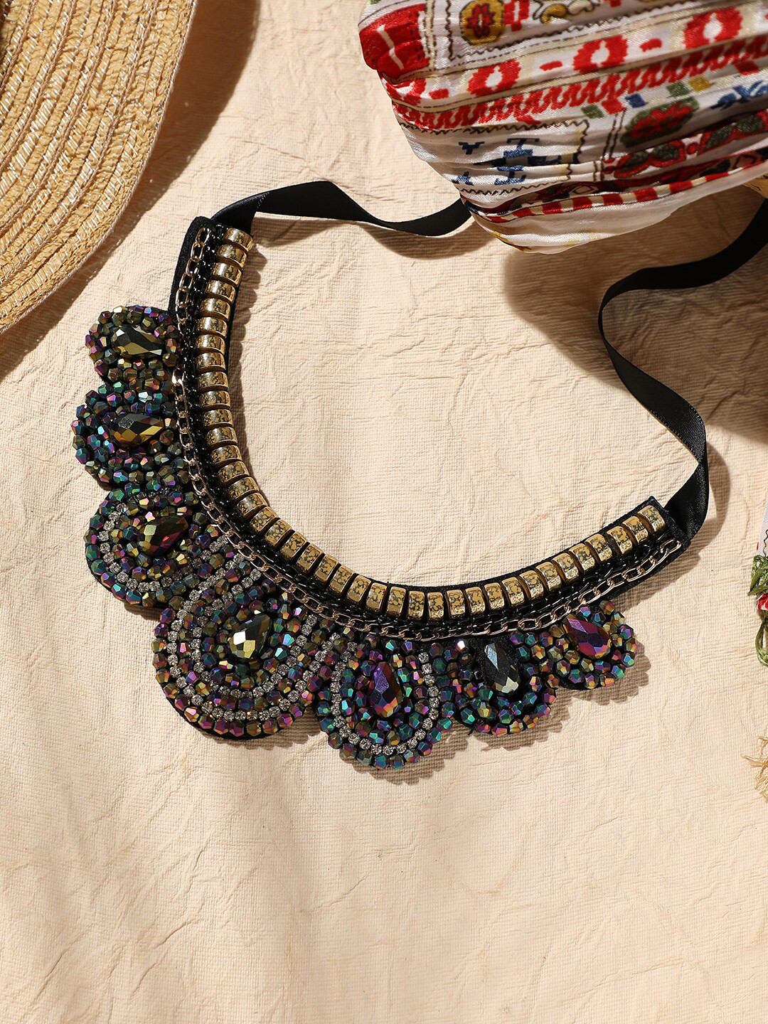 

SOHI Silver-Plated Designer Stone Party Necklace