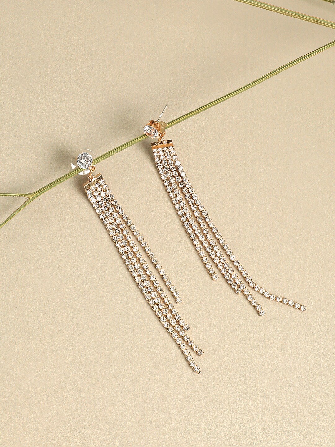

SOHI Gold-Plated Contemporary Drop Earrings, White