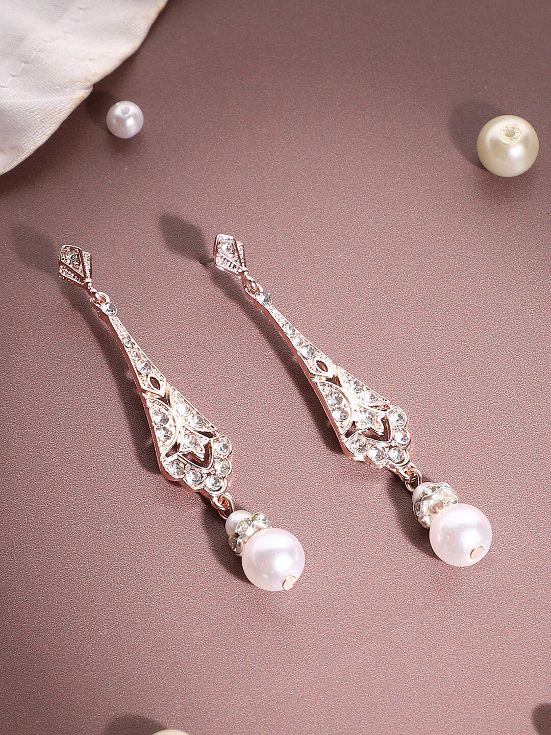 

SOHI Silver-Plated Contemporary Drop Earrings, White