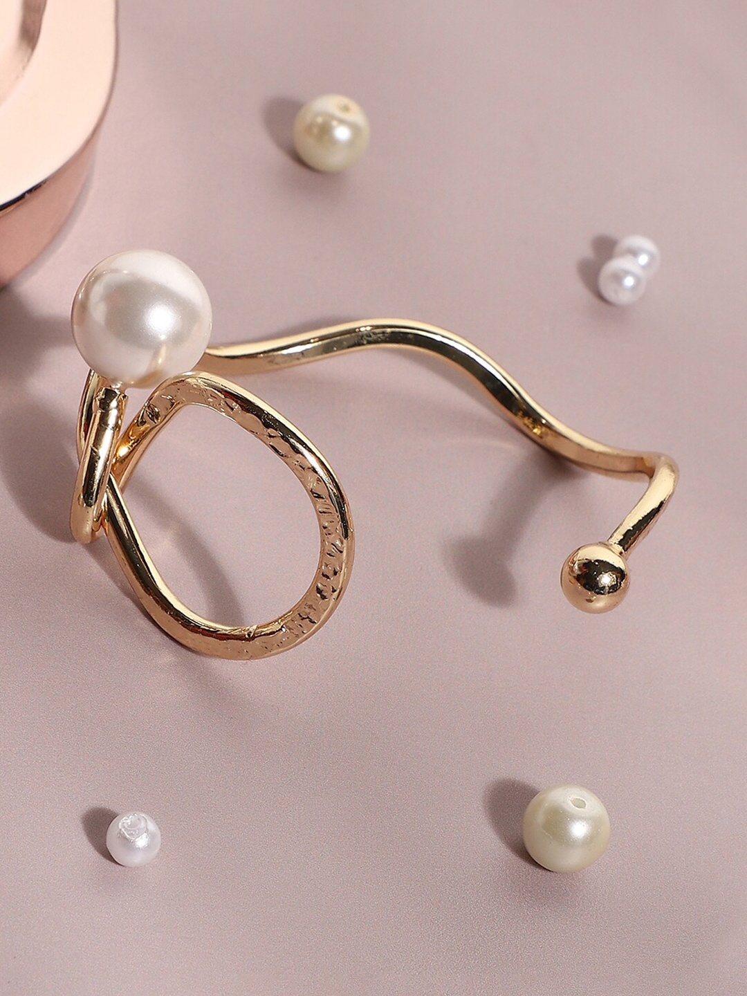 

SOHI Gold-Plated White Pearls Cuff Bracelet