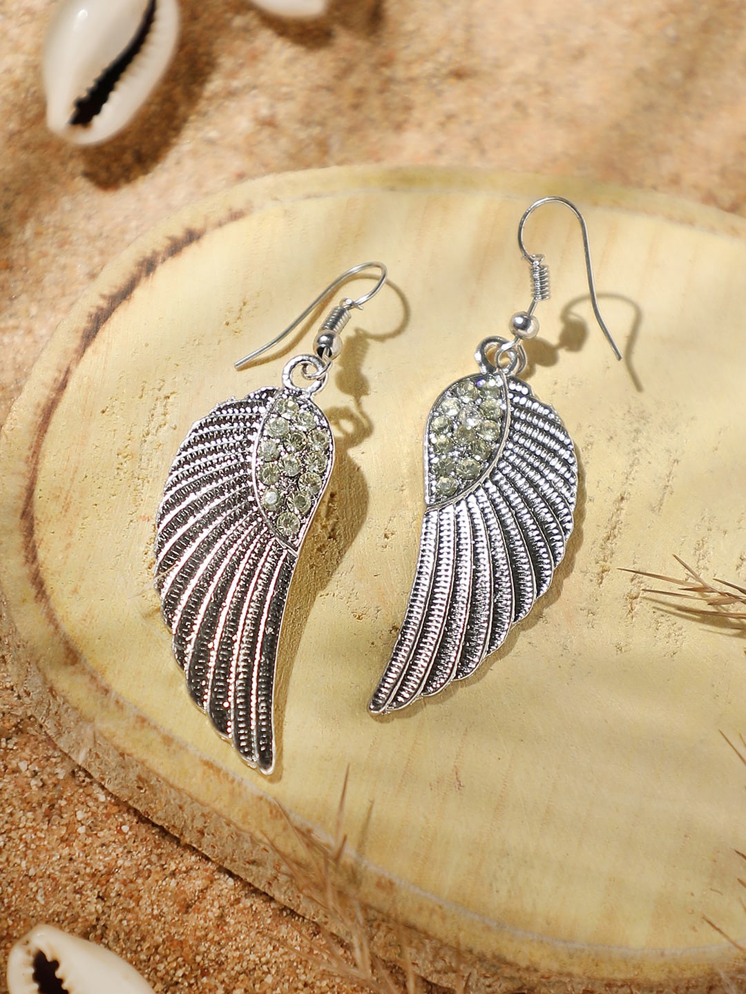 

SOHI Silver-Plated Stone Studded Contemporary Drop Earrings, White