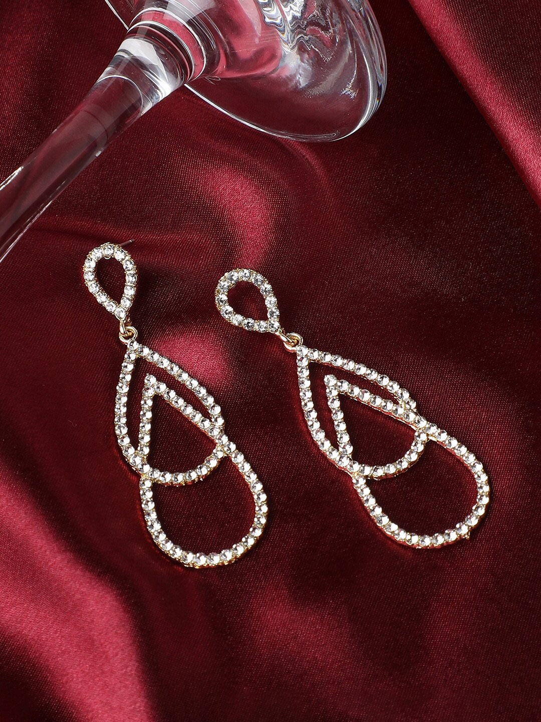 

SOHI Silver-Toned Contemporary Drop Earrings