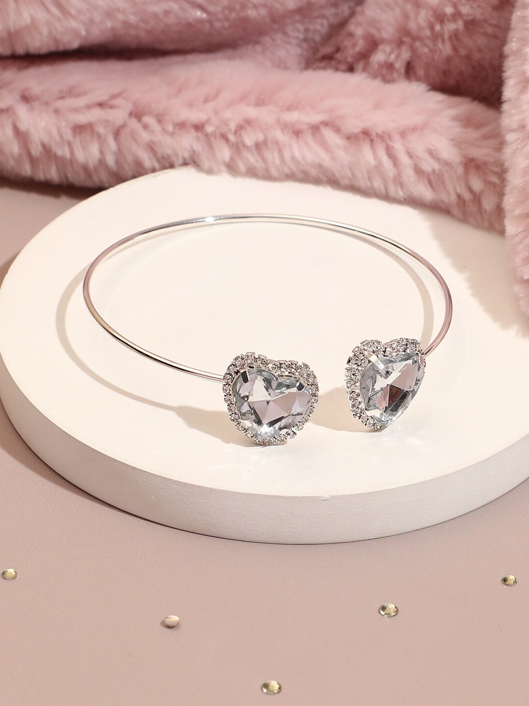 

SOHI Silver-Plated Stone Studded Armlet Bracelet