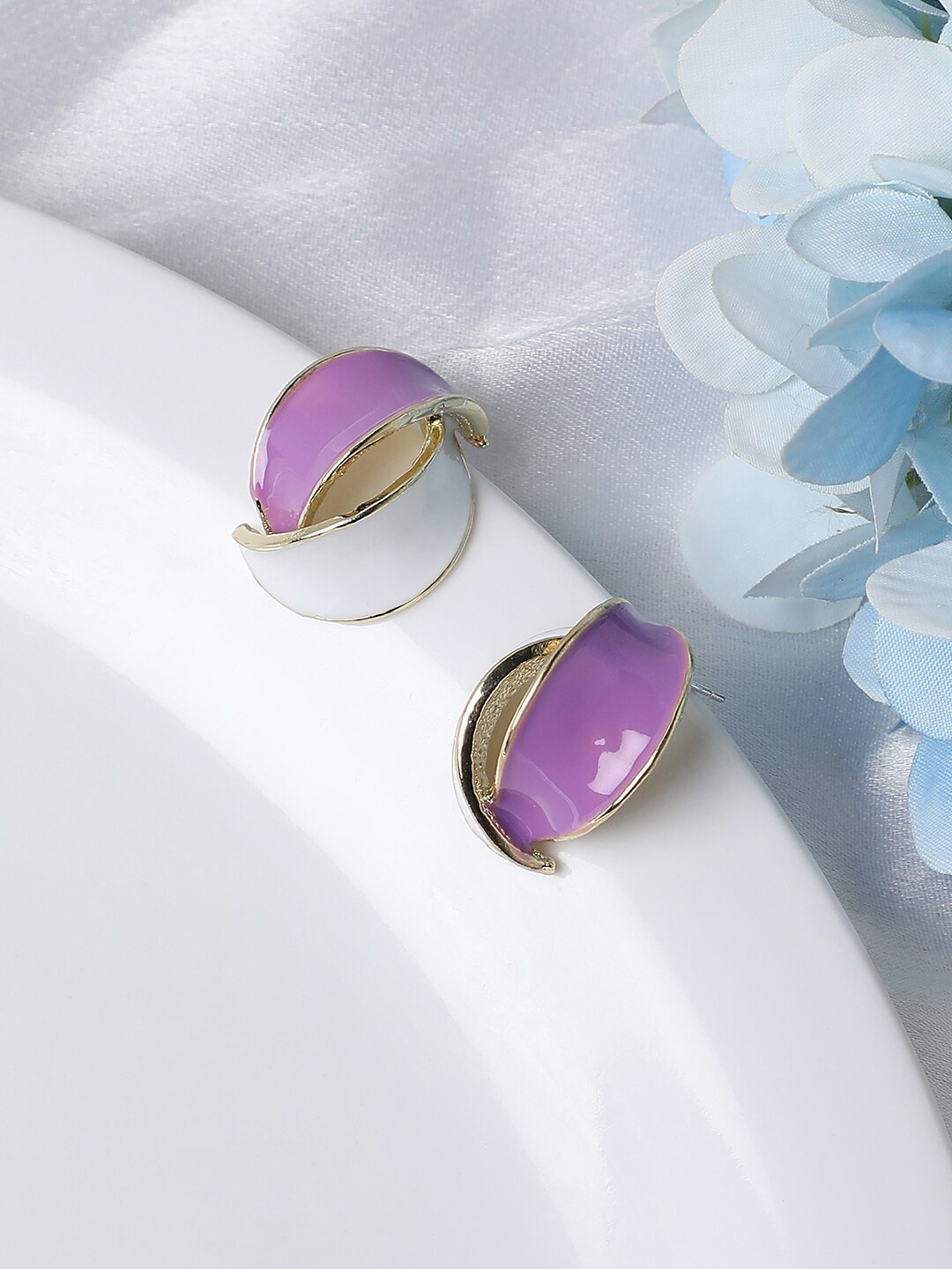 

SOHI Gold Plated Contemporary Studs Earrings, Purple