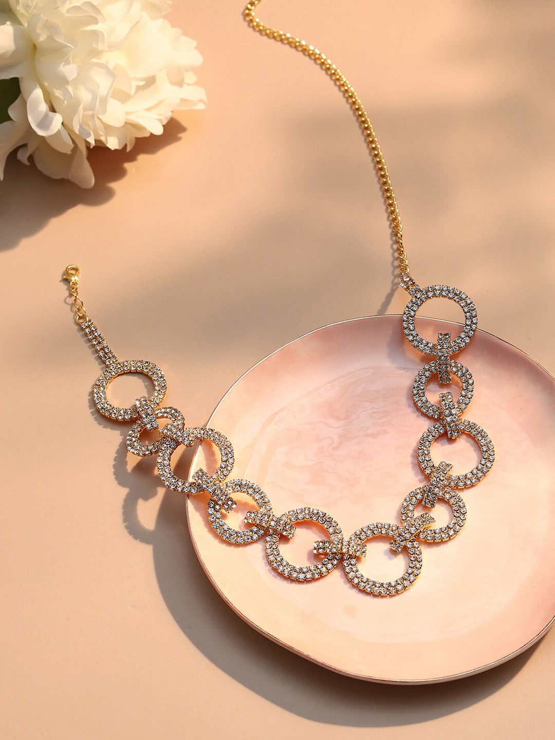 

SOHI Gold-Plated Stone Studded Necklace, White