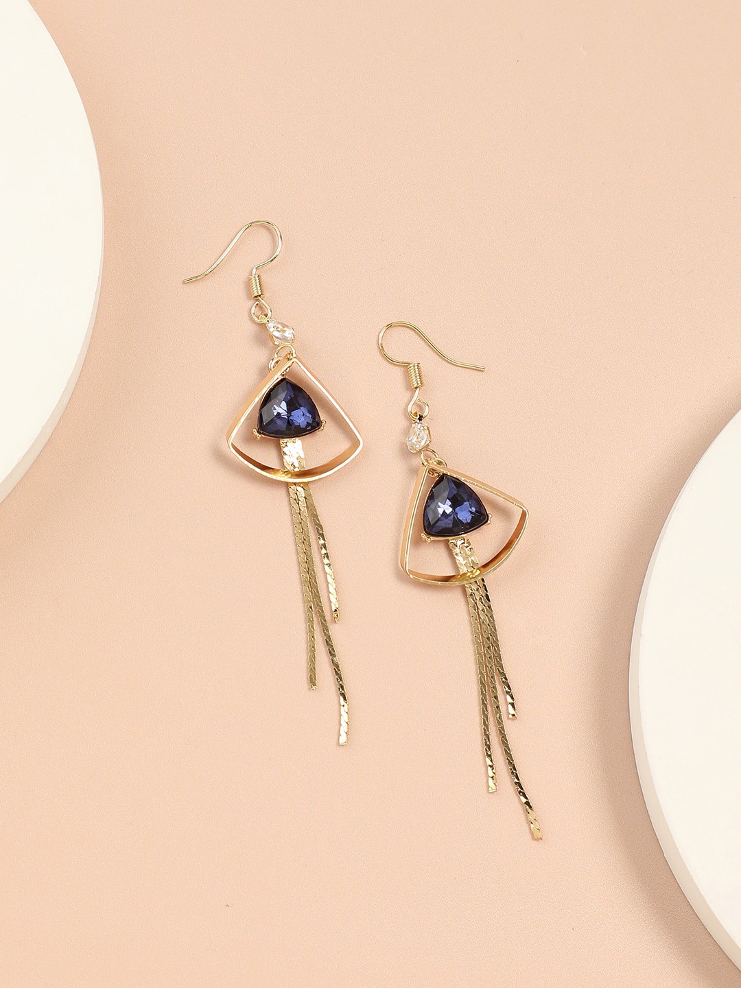 

SOHI Gold-Plated Contemporary Drop Earrings, Blue