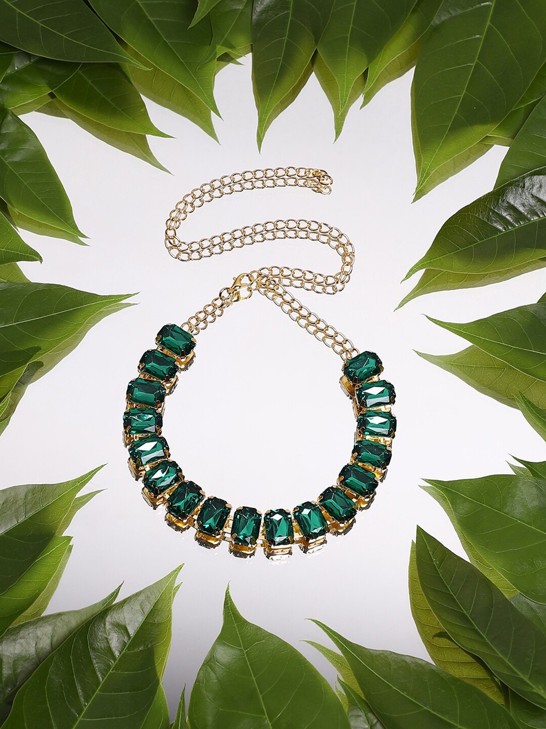 

SOHI Gold-Plated Statement Necklace, Green