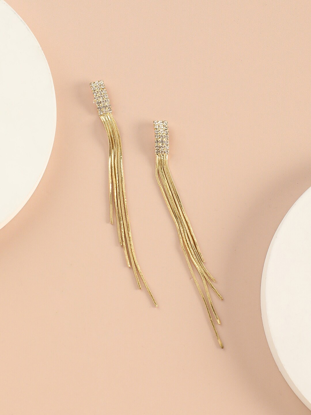 

SOHI Gold-Plated Contemporary Drop Earrings