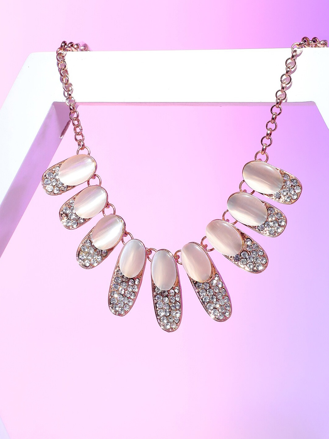 

SOHI Gold-Plated Stone Studded Necklace, White