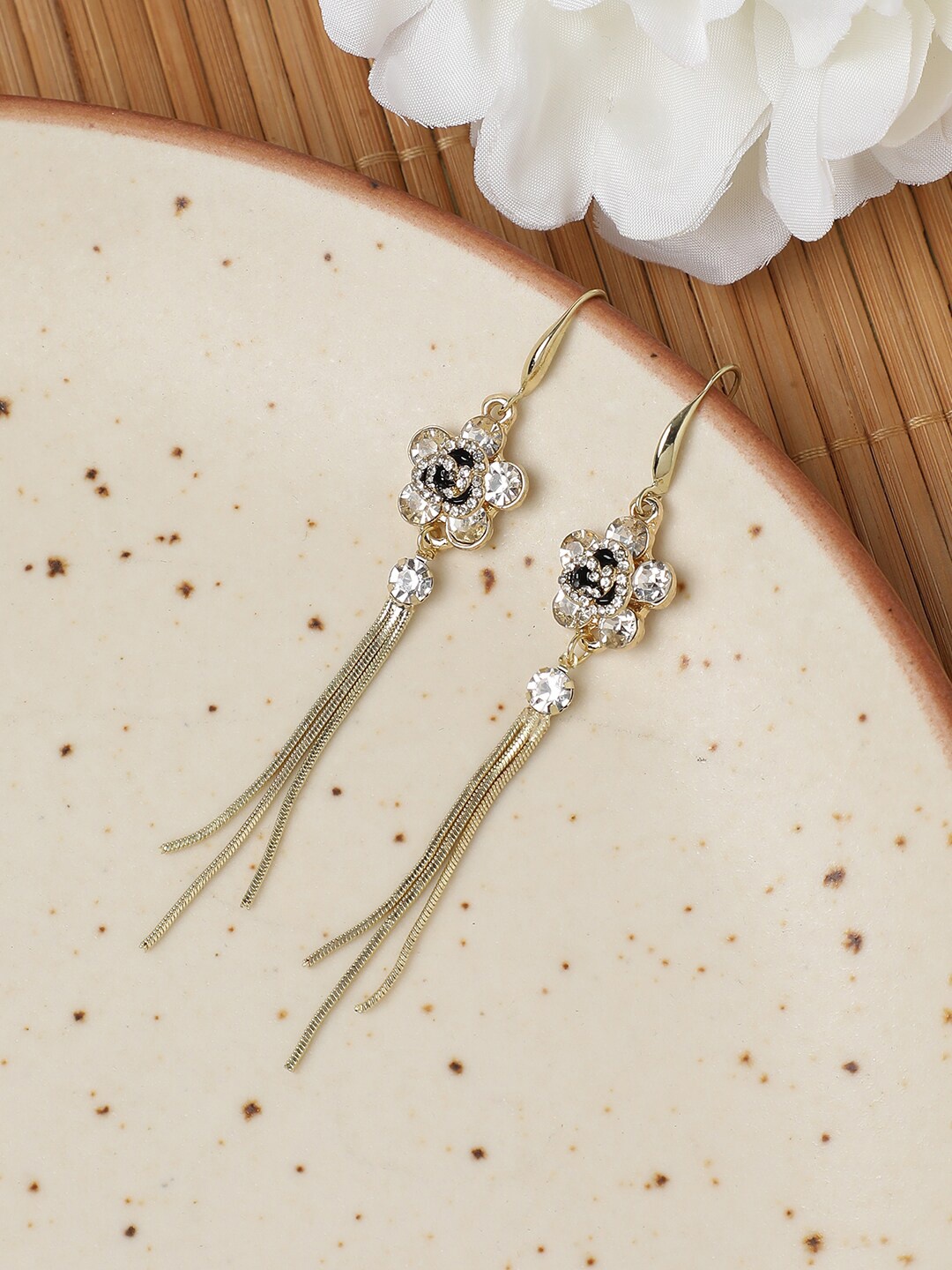 

SOHI Silver-Plated Contemporary Drop Earrings