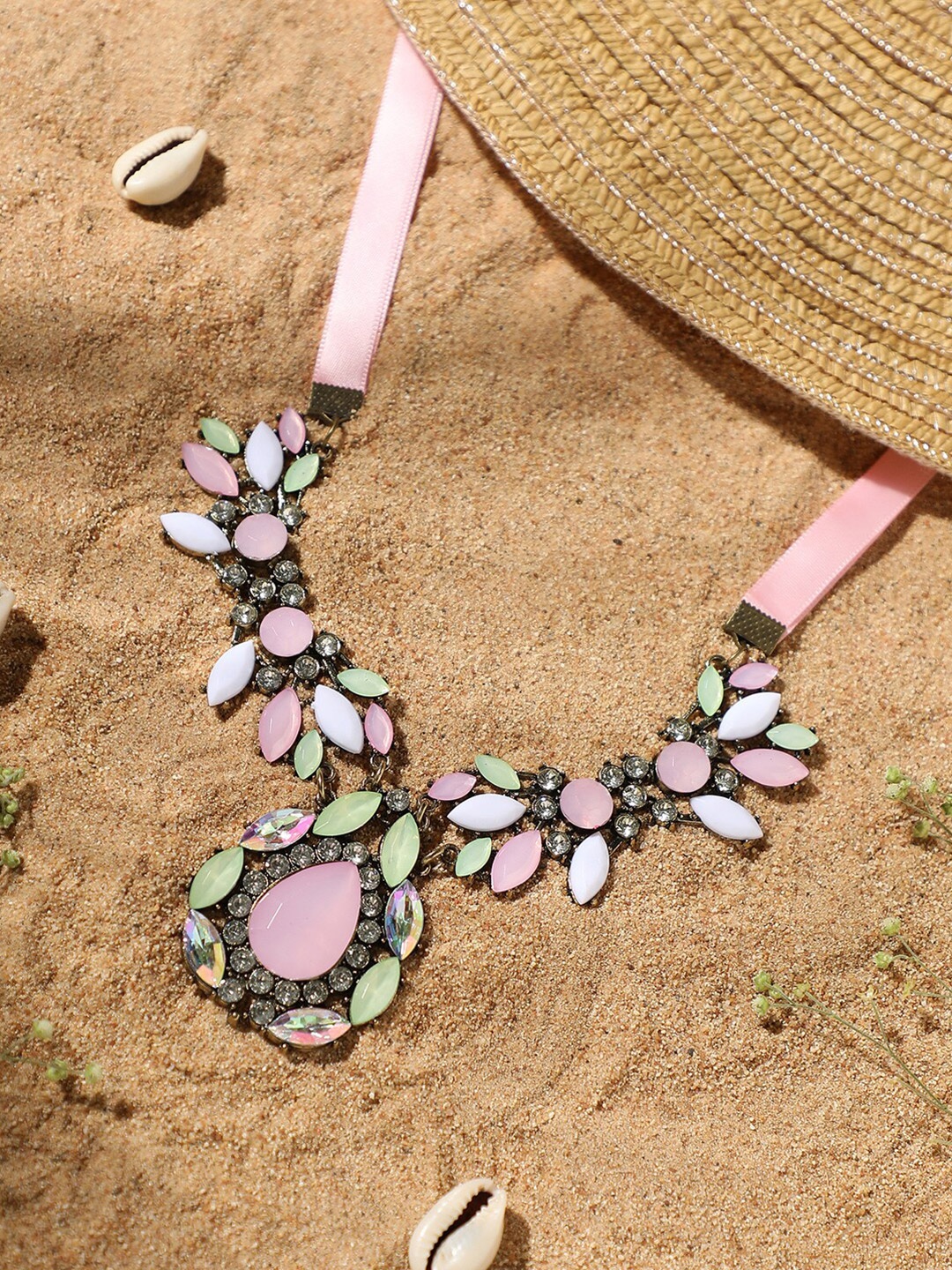 

SOHI Gold-Plated Stone Studded Necklace