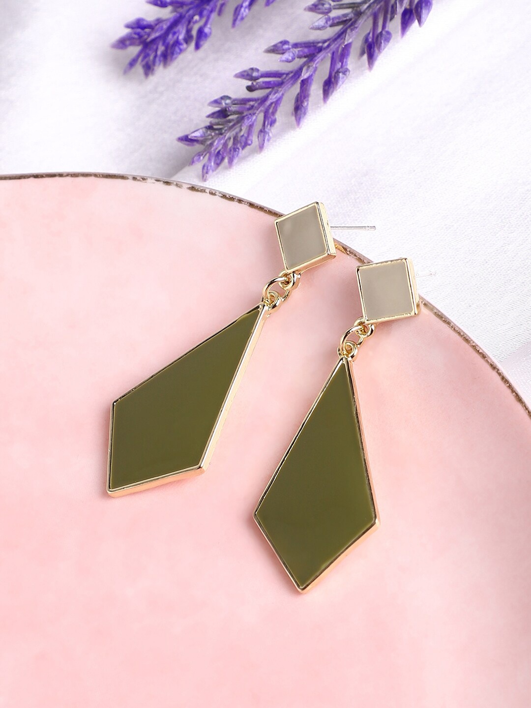 

SOHI Gold-Plated geometric Drop Earrings