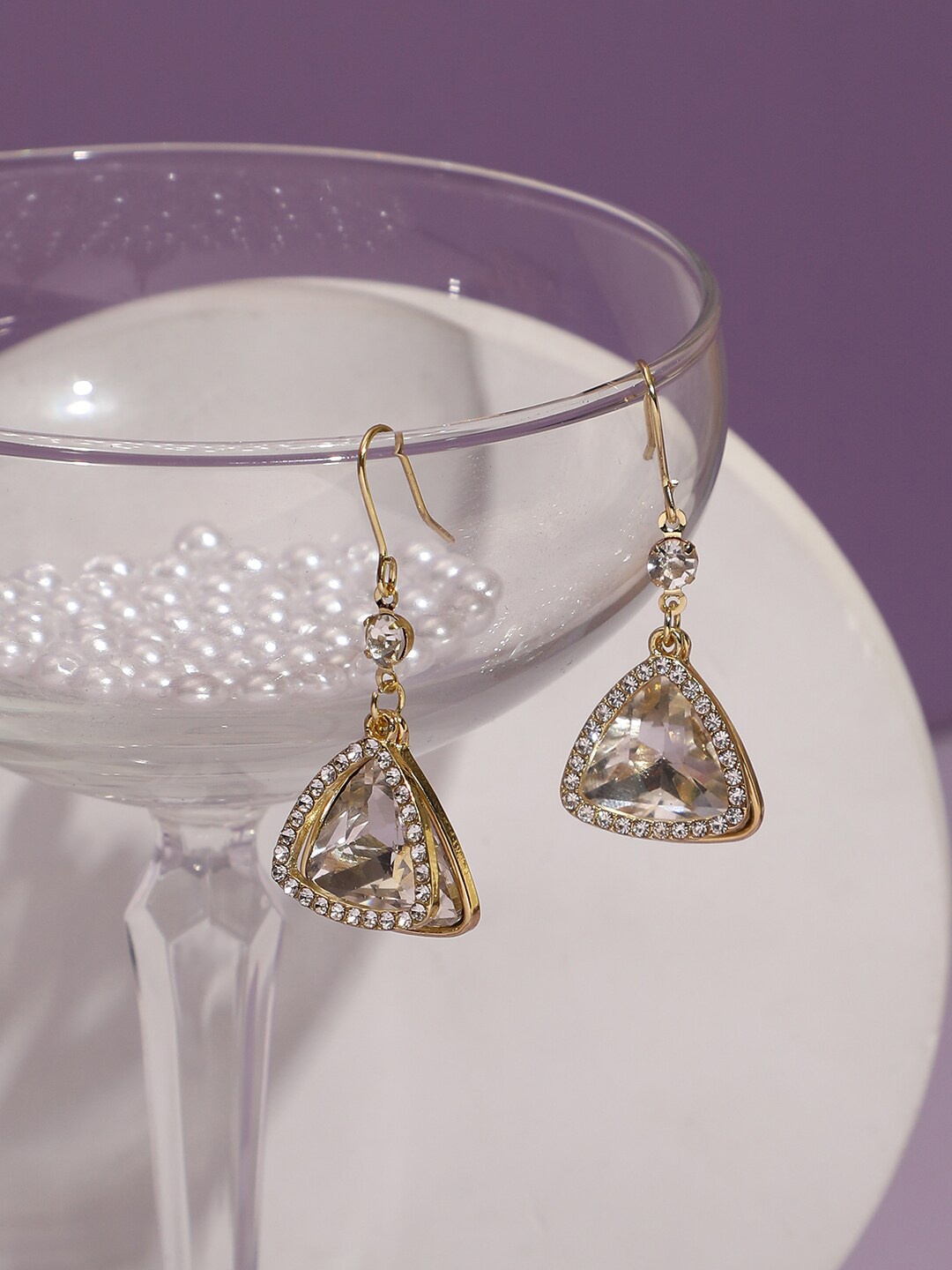 

SOHI Gold-Plated Contemporary Drop Earrings