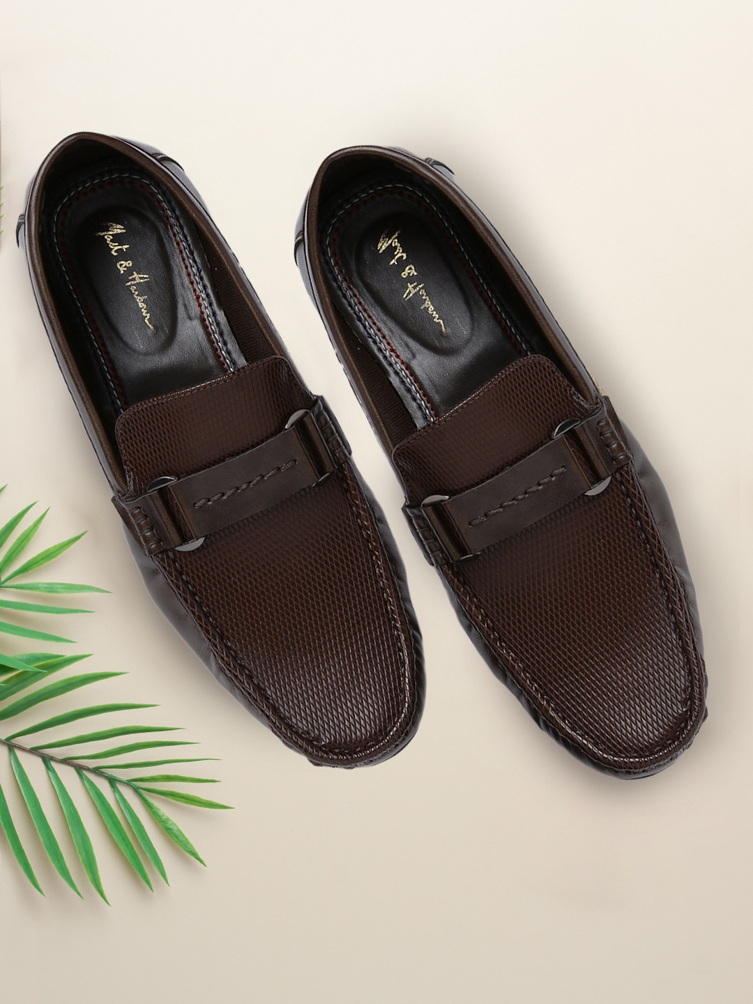 

Mast & Harbour Men Brown Textured Horsebit Loafers