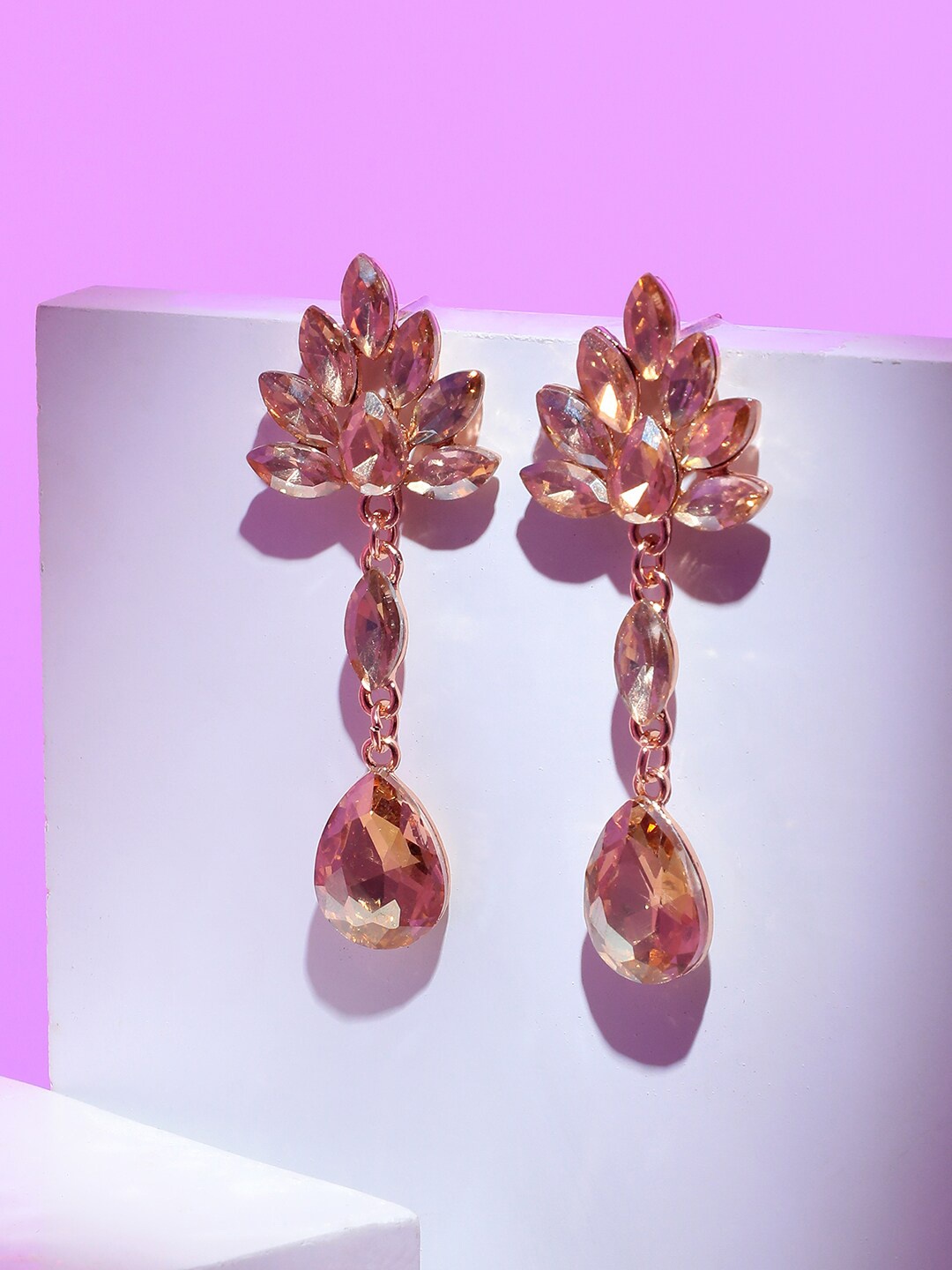 

SOHI Gold-Plated Contemporary Drop Earrings