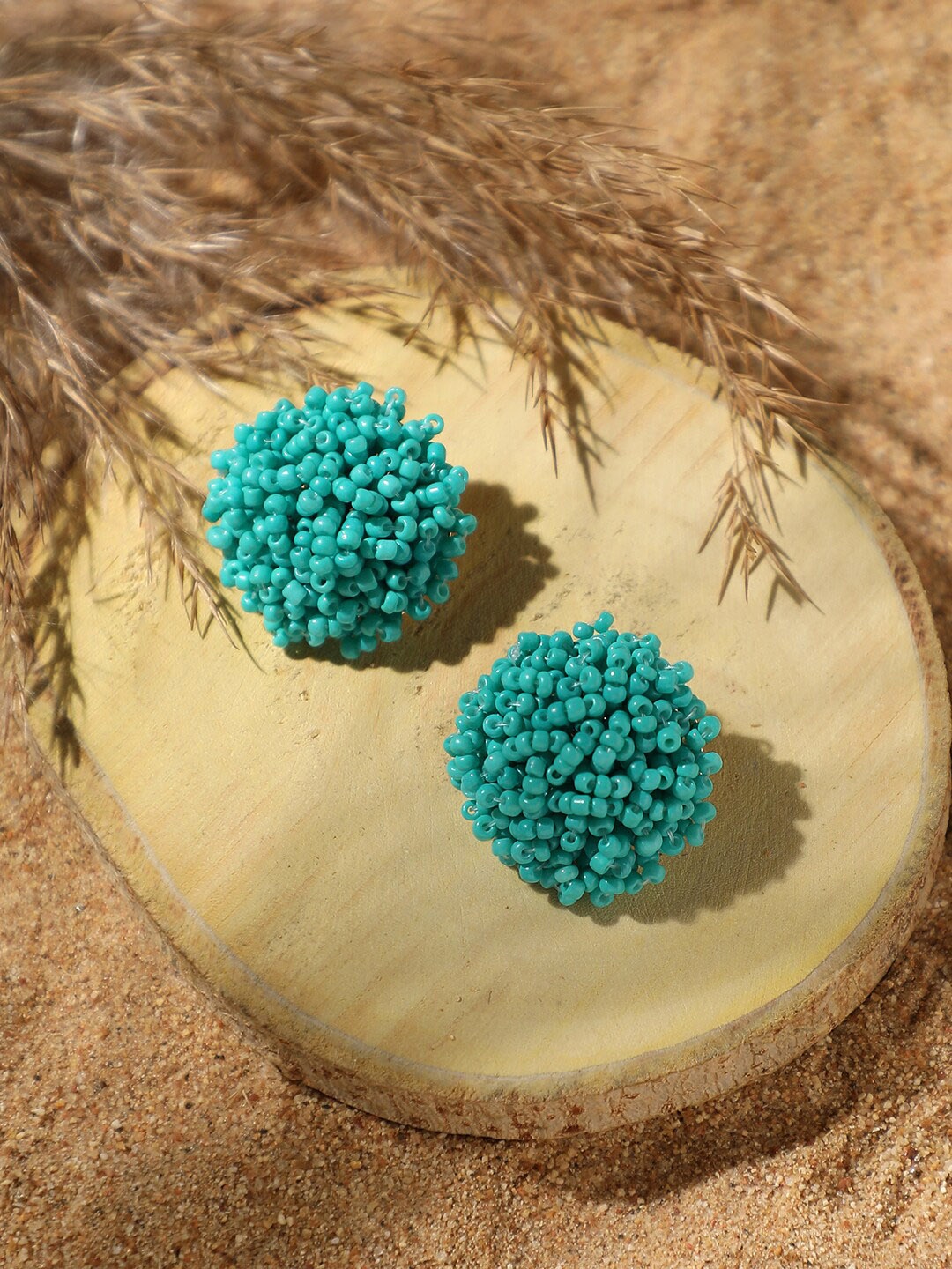 

SOHI Gold-Plated Contemporary Studs Earrings, Blue
