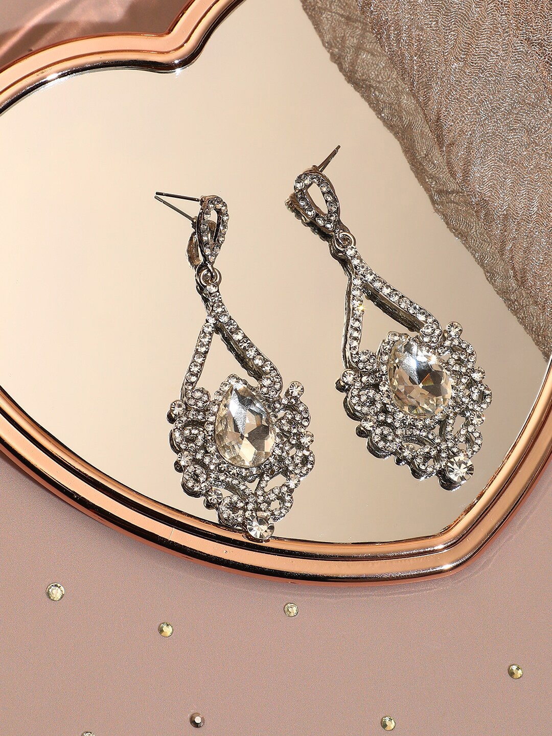 

SOHI Silver-Plated Contemporary Drop Earrings, White