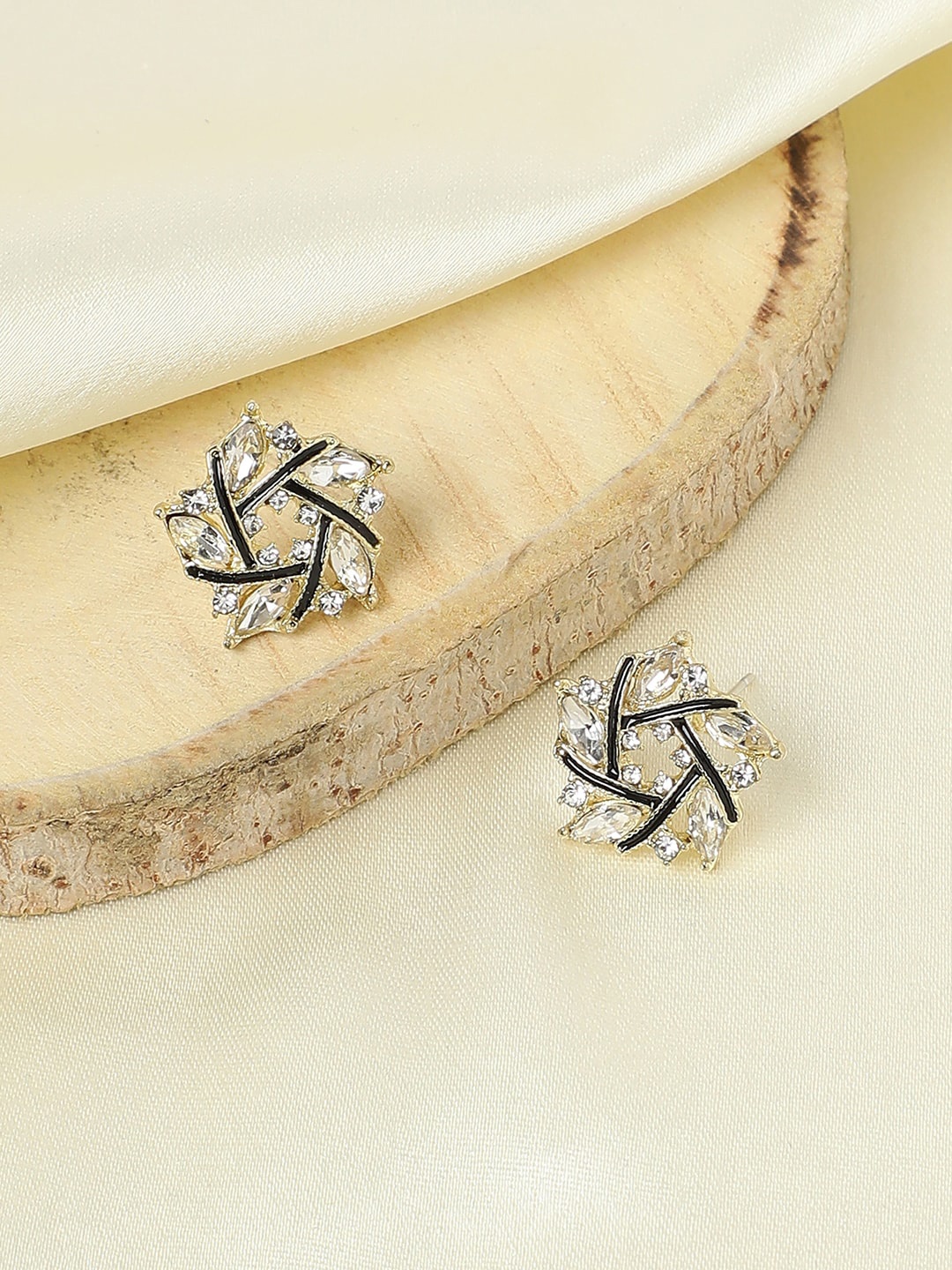 

SOHI Gold-Plated Contemporary Studs Earrings