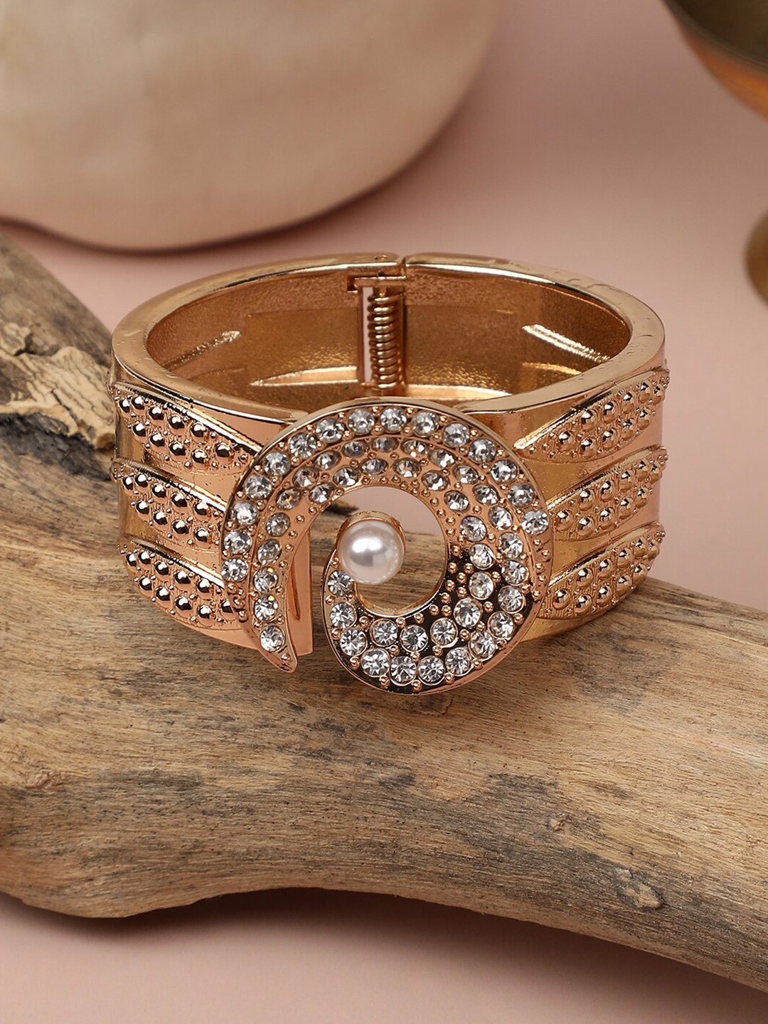 

SOHI Women Gold-Plated Cuff Bracelet, White