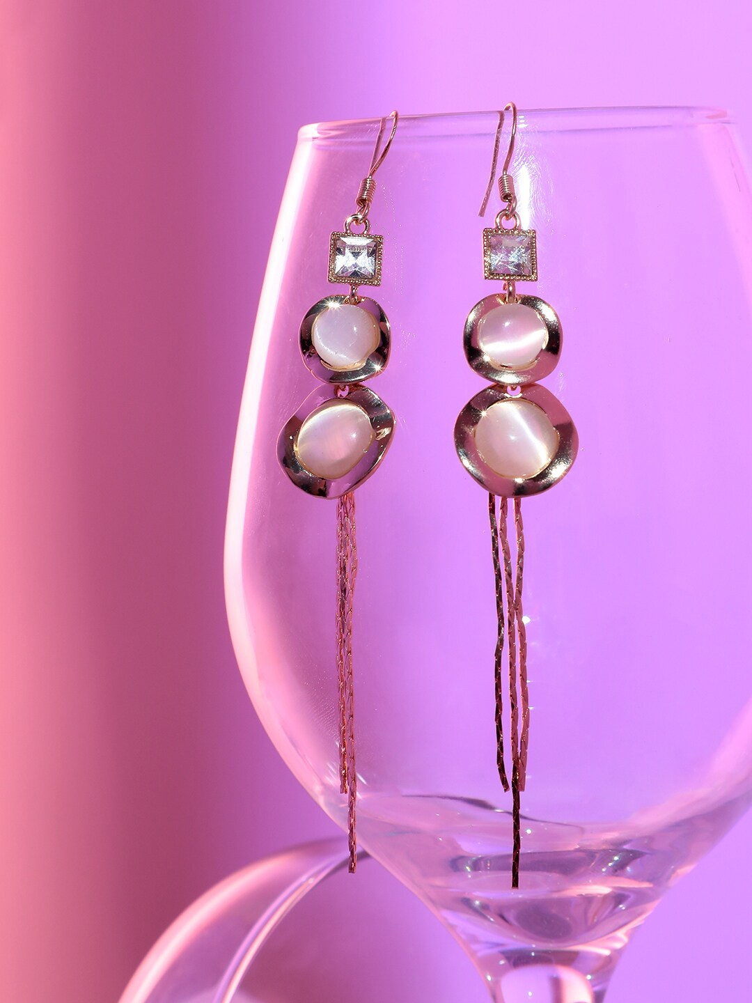 

SOHI Gold Plated Contemporary Drop Earrings, White