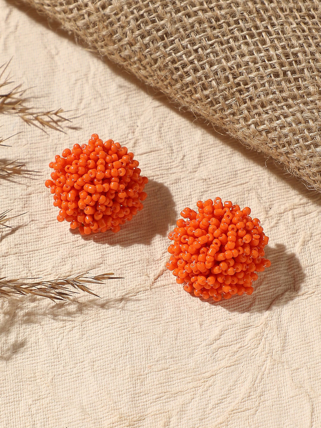 

SOHI Gold-Plated Contemporary Studs Earrings, Orange