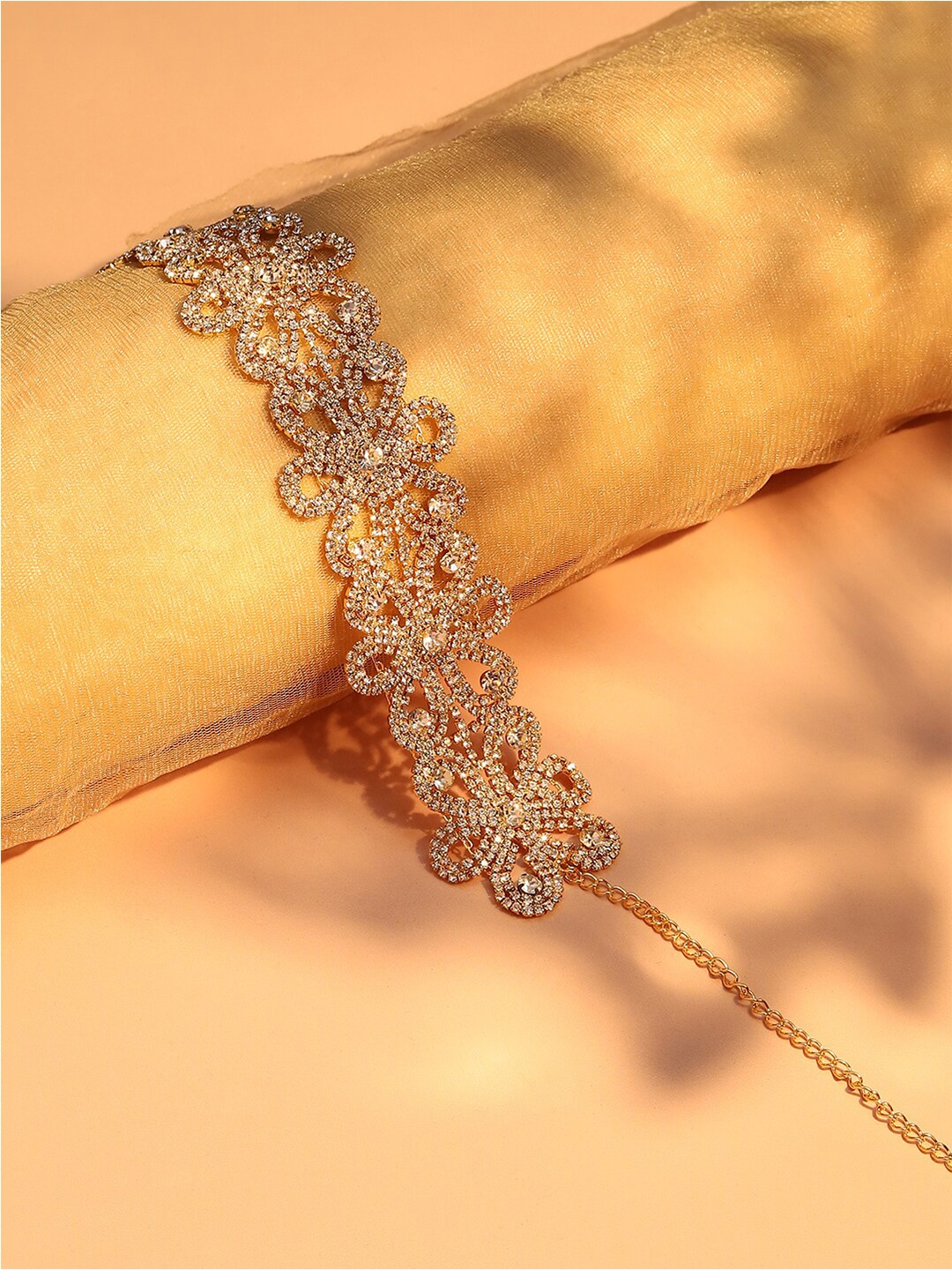 

SOHI Gold-Plated Stone Studded Choker Necklace