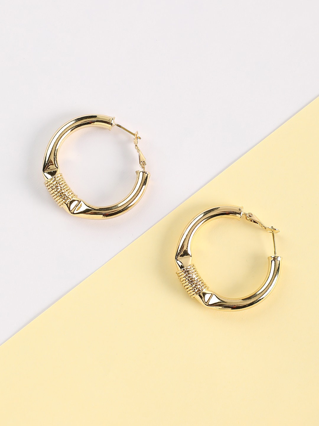 

SOHI Gold-Plated Contemporary Hoop Earrings